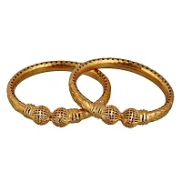 LUCKY JEWELLERY Gold Plated Designer Golden Color Traditional Ethnic 2 Pcs. Bangles Set for Women (311-J1BG-296A-2-210)-thumb3