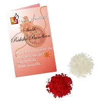 Lucky Jewellery Designer Fancy Traditional Rakhi Gold Plated Red Thread for Bro/Brother/Bhaiya/Bhai/Bhabhi (Pack of 1) Rakshabandan Rakhe White Stone Rakhee Bracelet Rakshasutra-thumb2