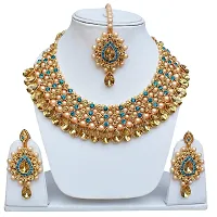 Lucky Jewellery Stunning Feroji Color Stone Gold Plated Necklace Set for Girls  Women (726-ISS-823-G-LCT-F)-thumb1
