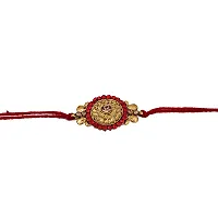 Lucky Jewellery Men's and Women's 18 K Gold Plated Rakshabandan Collection Rakhee Bracelet (120-P3R1-237-LCT-RED-2)-thumb3