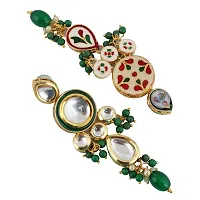 Lucky Jewellery Traditional Gold Plated Kundan Stone Green Earrings for Girls  Women (272-J5EK-1839-G)-thumb2