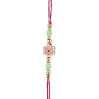 Lucky Jewellery Designer Gold-Plated Pink Color Meena MagentaPink Thread Rakhi-Rakshabandhan Rakhee-thumb3