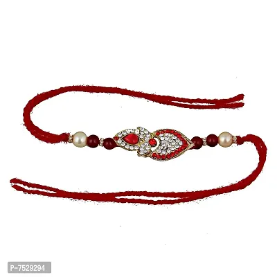 Lucky jewellery Rakhi 18 K Gold Plated Rakhe Boho Collection Rakshabandan Rakhee Bracelet for Bro/Brother/Bhaiya/Bhai/Bhabhi Rakshasutra (70-WEMR1-2310-1)-thumb2