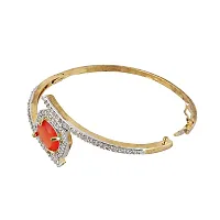 18K Gold Plated American Diamond (AD) Red Color Combo Pendant Set With Earring, Bracelet & Ring For Girls & Women-thumb4