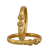 LUCKY JEWELLERY Gold Plated Designer Golden Color Traditional Ethnic 2 Pcs. Bangles Set for Women (311-J1BG-296A-2-26)-thumb1