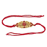 Lucky Jewellery 18 K Gold Plated Rakhi Collection Rakshabandan Rakhee Bracelet for Bro/Brother/Bhaiya/Bhai/Bhabhi Rakshasutra (75-P3R1-239-LCT-RED-1)-thumb2