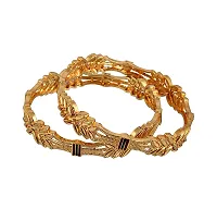 LUCKY JEWELLERY Gold Plated Floral Design Golden Color Traditional Meenakari Ethnic 2 Pcs. Bangles Set for Women (261-J1BG-1868-2-26)-thumb2