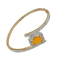 JEWEL21 18K Gold Plated American Diamond (AD) Yellow Color Combo Pendant Set with Earring, Bracelet,  Ring for Girls  Women (624-k5sa-882-y)-thumb2