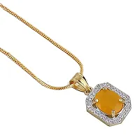 Lucky Jewellery 18K Gold Plated American Diamond (AD) Yellow Color Combo Pendant Set with Earring, Bracelet,  Ring for Girls  Women (624-K5SA-882-Y)-thumb4
