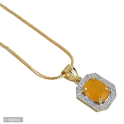 Lucky Jewellery 18K Gold Plated American Diamond (AD) Yellow Color Combo Pendant Set with Earring, Bracelet,  Ring for Girls  Women (624-K5SA-882-Y)-thumb5