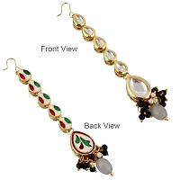 Lucky Jewellery Meenakari 18k Gold Plated Black Color Tika Earring Combo Uncut Big Faux Kundan Choker Necklace set (911-J5SK-1817-BL)-thumb4