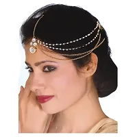 Lucky Jewellery Bridal Dulhan Collection White Color Stone Tikka Wedding Matha Patti for Girls  Women (83-L1PM-05-W)-thumb2