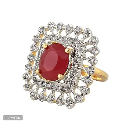 Quintuple Stimulus Voucher Vintage Adjustable Ring Ruby Red Psychedelic  Gold Color