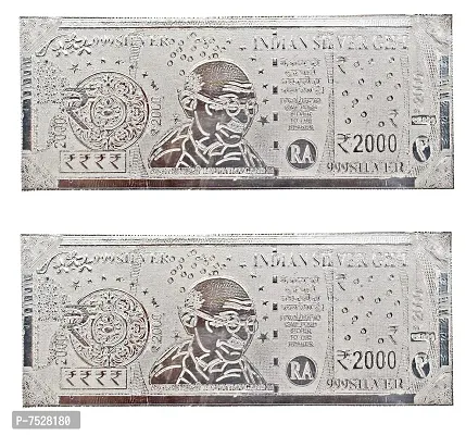 Lucky Jewellery 99.99 Silver Pure Chandi Two Thousand Rupee Bill Pure Fine Silver Chandi Note of Rs. 2000 Currency for Gifting,(Pack of 2)