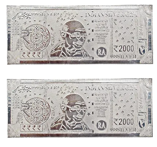 Lucky Jewellery 99.99 Pure Chandi Two Thousand Rupee Bill Pure Fine Chandi Note of Rs. 2000 Currency for Gifting,(Pack of 2)