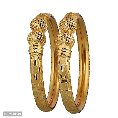 LUCKY JEWELLERY Gold Plated Designer Golden Color Traditional Ethnic 2 Pcs. Bangles Set for Women (311-J1BG-296A-2-210)-thumb5