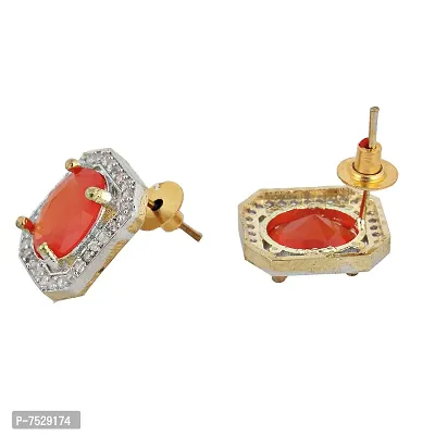 Lucky Jewellery 18K Gold Plated American Diamond (AD) Red Color Combo Pendant Set with Earring, Bracelet,  Ring for Girls  Women (624-K5SA-882-RED)-thumb4