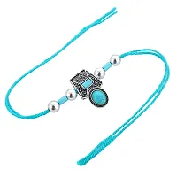 Lucky jewellery Rakhi Silver Oxidised Turquoise BlueRakhe Boho Collection Rakshabandan Rakhee Bracelet for Bro/Brother/Bhaiya/Bhai/Bhabhi Rakshasutra (65-CHEOR1-LJ702-F-S-2)-thumb2