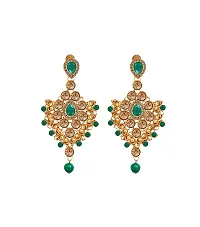 Lucky Jewellery Semi Bridal Dulhan Golden Green Color Wedding  Engagement Necklace Set with Mang Tikka for Girls  Women (1815-L1SS-KD124-LCT-LG)-thumb2