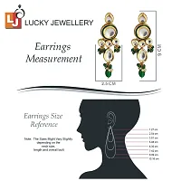 Lucky Jewellery Traditional Gold Plated Kundan Stone Green Earrings for Girls  Women (272-J5EK-1839-G)-thumb3