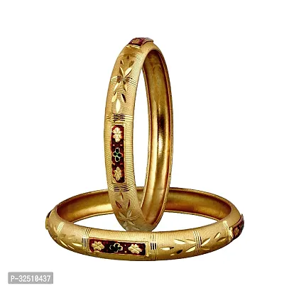 Elegant Golden Alloy Gold Plated Bangles For Women Set Of 2 pcs-thumb0