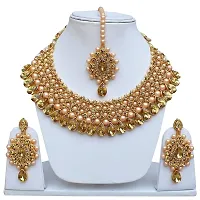 Lucky Jewellery Stunning Golden Color Stone Gold Plated Necklace Set for Girls  Women (726-ISS-823-G-LCT)-thumb1