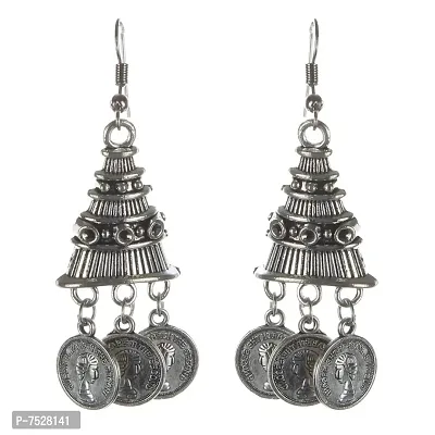 Lucky Jewellery Elegant Look Oxidised Boho Garba Silver Plated Jewelry Fancy Navratri Dandia Jewellery Set with Matching Earring for Women (540-M5SO-986-BL-M-S)-thumb3