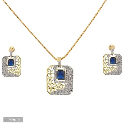 JEWEL21 18K Gold Plated American Diamond (AD) White Color Combo Pendant Set with Earring, Bracelet,  Ring for Girls  Women (575-p4sa-1554-b)-thumb3