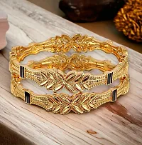 Elegant Golden Alloy Gold Plated Bangles For Women Set Of 2 pcs-thumb2