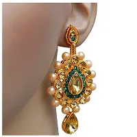 Lucky Jewellery Stunning Green Color Stone Gold Plated Necklace Set for Girls  Women (726-ISS-823-G-LCT-G)-thumb2
