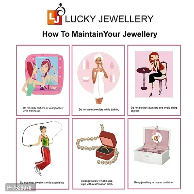 Lucky Jewellery 18K Gold Plated American Diamond (AD) Pink Color Pendant,Earring with Chain for Girls  Women (333-P4SA-1509-PK)-thumb5