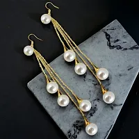 Lucky Jewellery Designer Fashion Jewelry Gold Plated Pearl Dangle And Drop Earrings For Girls  Women (390-CHEM-1225)-thumb1