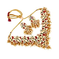 Beautiful Meenakari 18K Gold plated White color Uncut Kundan Combo Necklace Set-thumb1