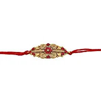 Lucky Jewellery 18 K Gold Plated Rakhi Collection Rakshabandan Rakhee Bracelet for Bro/Brother/Bhaiya/Bhai/Bhabhi Rakshasutra (75-P3R1-239-LCT-RED-1)-thumb1