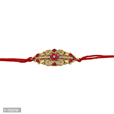 Lucky Jewellery 18 K Gold Plated Rakhi Collection Rakshabandan Rakhee Bracelet for Bro/Brother/Bhaiya/Bhai/Bhabhi Rakshasutra (75-P3R1-239-LCT-RED-1)-thumb2