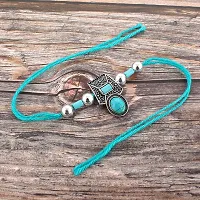 Lucky jewellery Rakhi Silver Oxidised Turquoise BlueRakhe Boho Collection Rakshabandan Rakhee Bracelet for Bro/Brother/Bhaiya/Bhai/Bhabhi Rakshasutra (65-CHEOR1-LJ702-F-S-2)-thumb4