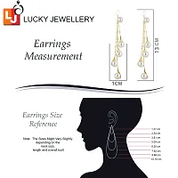 Lucky Jewellery Designer Fashion Jewelry Gold Plated Pearl Dangle And Drop Earrings For Girls  Women (390-CHEM-1225)-thumb3