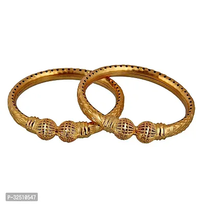 LUCKY JEWELLERY Gold Plated Designer Golden Color Traditional Ethnic 2 Pcs. Bangles Set for Women (311-J1BG-296A-2-26)-thumb4