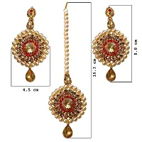 Lucky Jewellery Elegant Golden Red Color Gold Plated Pearl and Stone Necklace Set for Girls  Women (726-ISP-816-G-LCT-RED)-thumb2