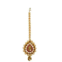 Lucky Jewellery Stunning Magenta Color Stone Gold Plated Necklace Set for Girls  Women (726-ISS-823-G-LCT-R)-thumb4