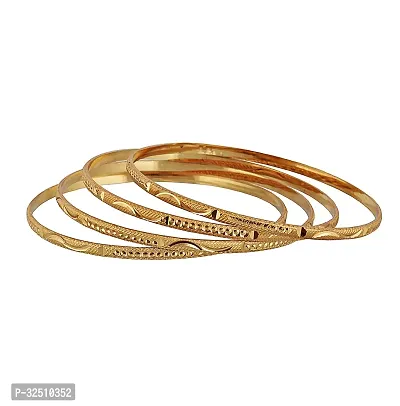 LUCKY JEWELLERY Gold Plated Designer Golden Color Traditional Ethnic 4 Pcs. Bangles Set for Women (126-J1BG-450A-4-24)-thumb5