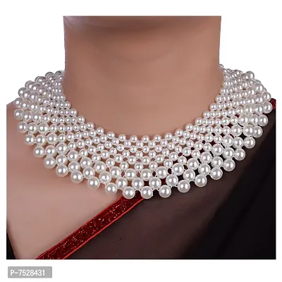 Lucky Jewellery Designer White Color Pearl Necklace for Girls  Women (330-T2NM-400-W)-thumb3