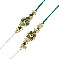 Designer Green Rakhi 2 Piece With Roli Chawal Set For Rakshabandan-thumb1