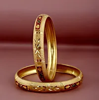 Elegant Golden Alloy Gold Plated Bangles For Women Set Of 2 pcs-thumb1