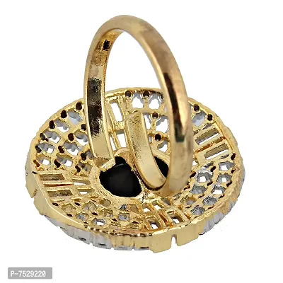 Lucky Jewellery 18K Gold Plated American Diamond Black Color Ring/Finger Ring for Girls  Women (132-U4FA-1258-BL)-thumb3