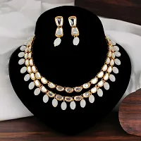 LUCKY JEWELLERY Designer Pearl With Kundan Layered Partywear Necklace and Earrings Combo Set Of 3 For Women  Girls (888-COMBO-1948-3)-thumb2