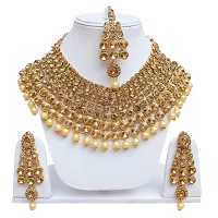 Lucky Jewellery Ethnic Choker Golden Color Stone with Pearl Necklace Set for Girls  Women (1551-ISS-3751-LCT-MOD)-thumb1