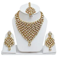 Lucky Jewellery Designer White Color Stone Gold Plating Necklace Set for Girls  Women (825-L1SS-836-W)-thumb1