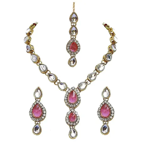 Lucky Jewellery Alloy 1-Line Kundan Set for Women