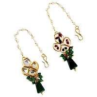 Beautiful Meenakari 18 K Gold Plated Green Color Pentagon Shape Uncut Kundan Combo Necklace Set-thumb3